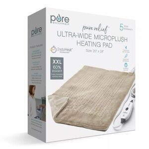 Pure Enrichment Pure Relief 20 "x24" Ultra-Wide Microplush Heating Pad Tan